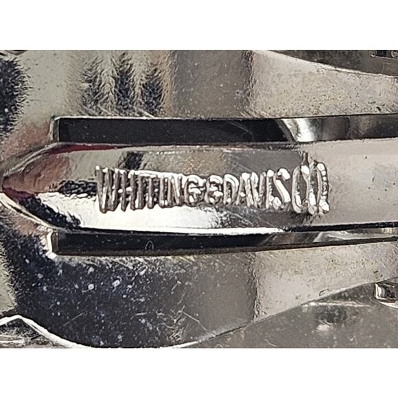 Vintage Whiting Davis Bracelet & Clip Earrings Faceted Hematite Silver Tone - Picture 11 of 13